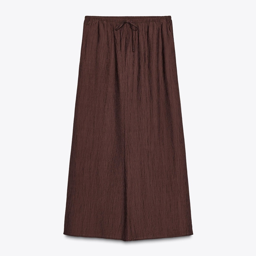 Zara mid-rise wrinkled effect midi skirt